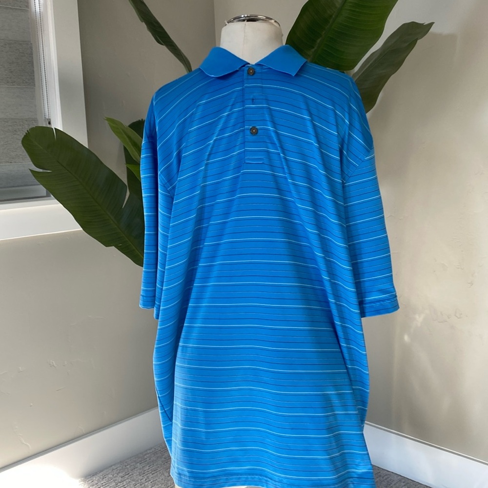 Kirkland blue with stripes golf polo